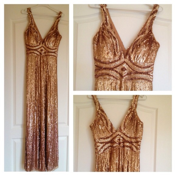 Basix Dresses & Skirts - Gold Copper Ombré Sequin Gown